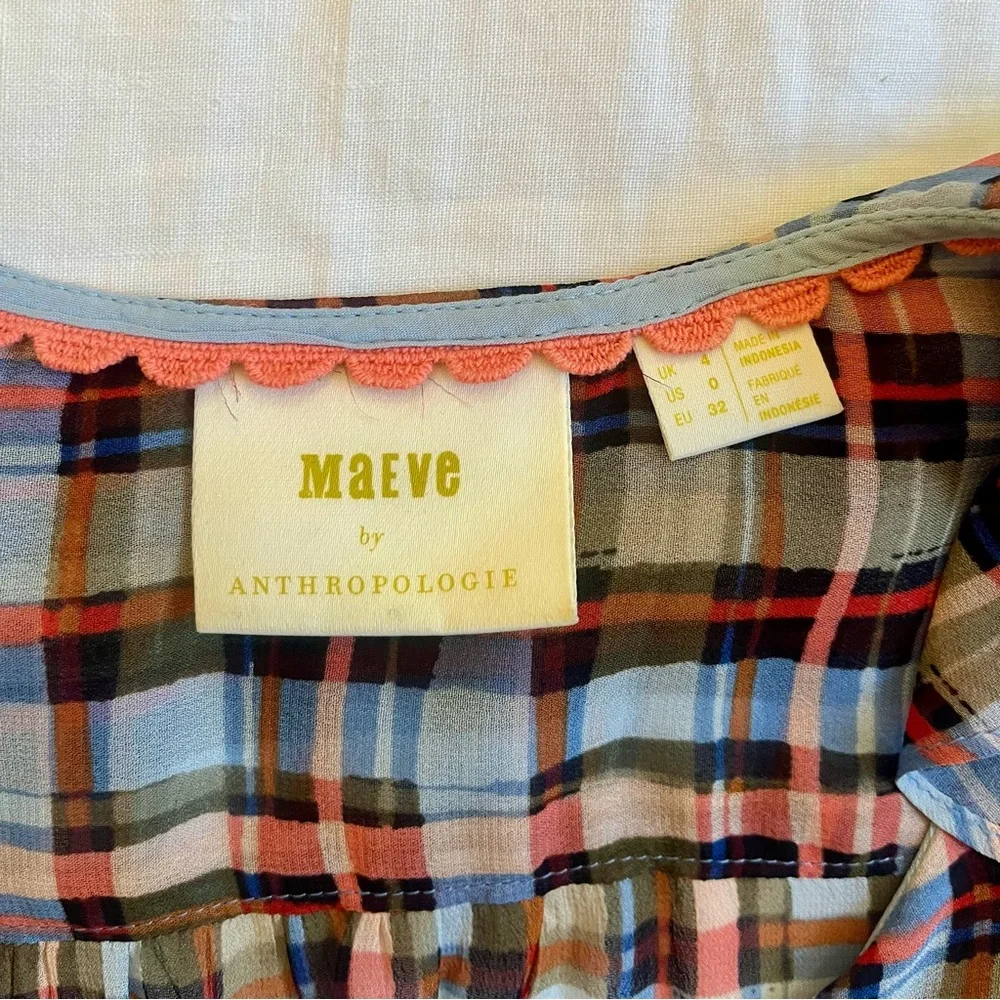 Anthropologie Ruffled Wrap Blouse, Size 0 - Picture 7 of 8